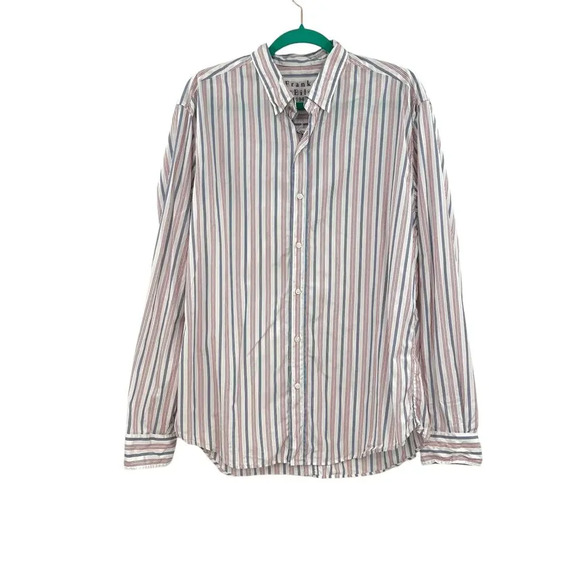 Frank & Eileen Finbar Button Down Shirt White‎ Red Blue Pinstripe Mens Size XL - Picture 1 of 11